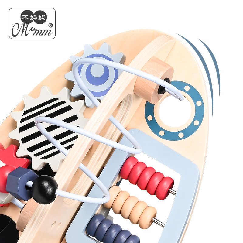 Wooden rocket winding toys for babies' early education and intelligence development, cultivating hands-on and brain-stimulating abilities, and training children's logical thinking Application Scenario