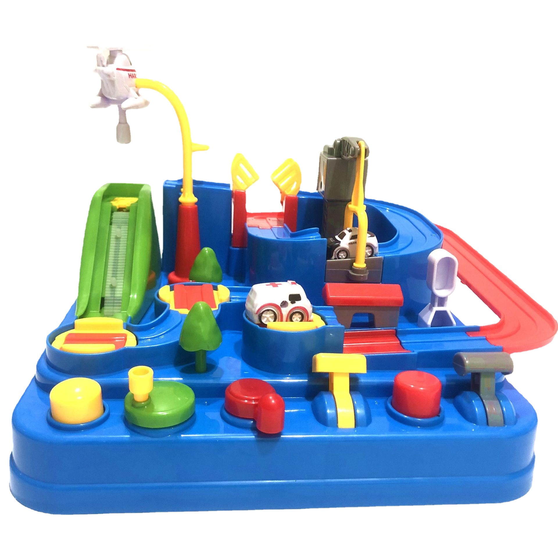 Track Park: Cars, track cars, toys, boys' cars, 3 parking lots, 4 children's age, adventure through challenges Specification drawing
