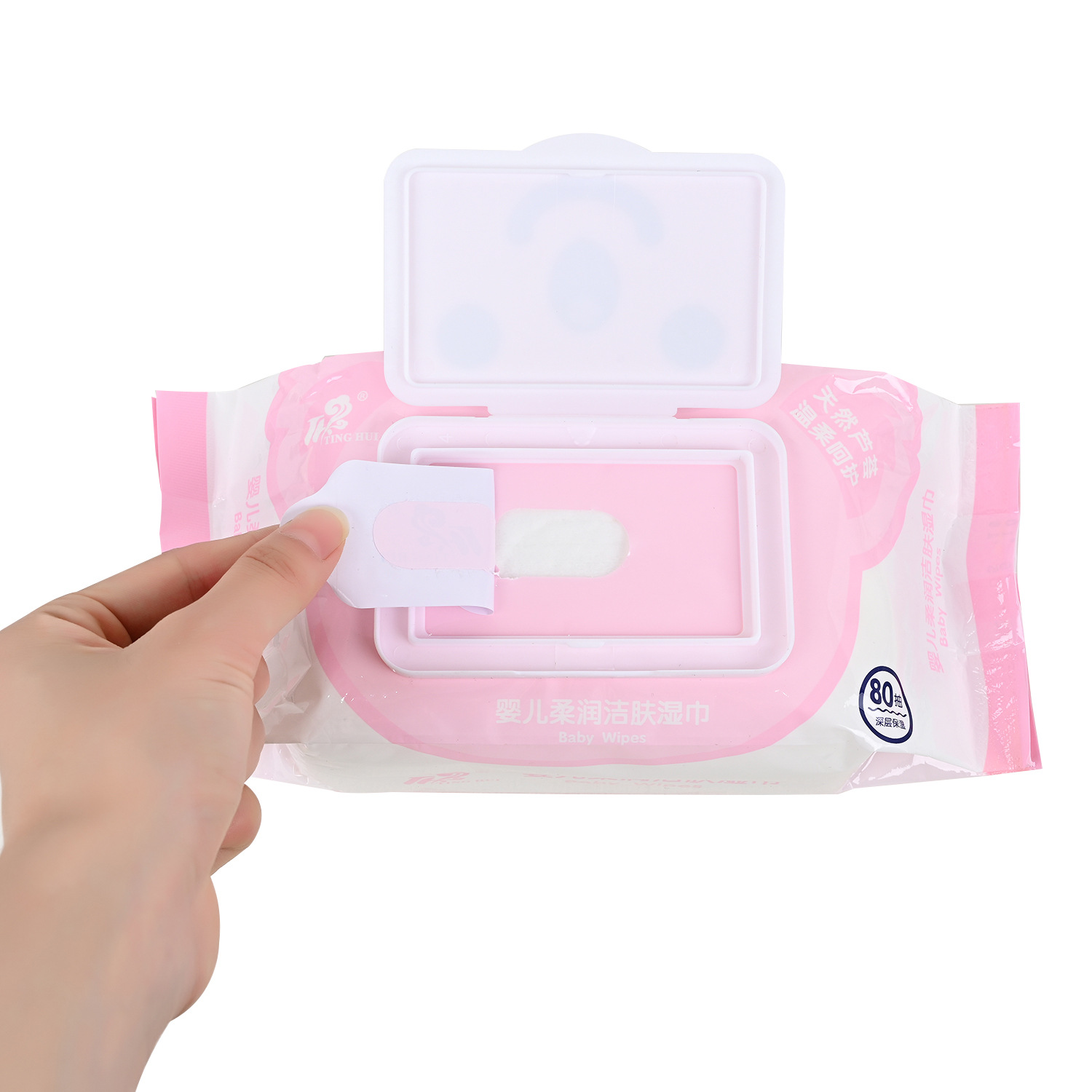 Baby moisturizing and cleansing wet wipes, 80-pack covered wet wipes, wholesale baby bottom wet wipes details Picture