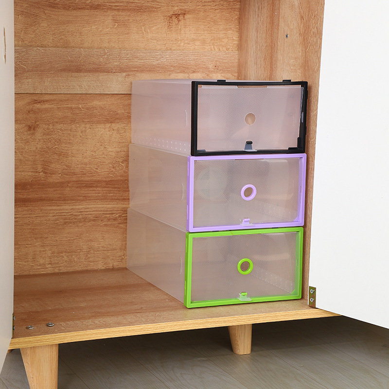 Thickened transparent shoe box, plastic shoe box, shoe storage, shoe storage box, shoe box flip cover drawer type, single shoe box details Picture