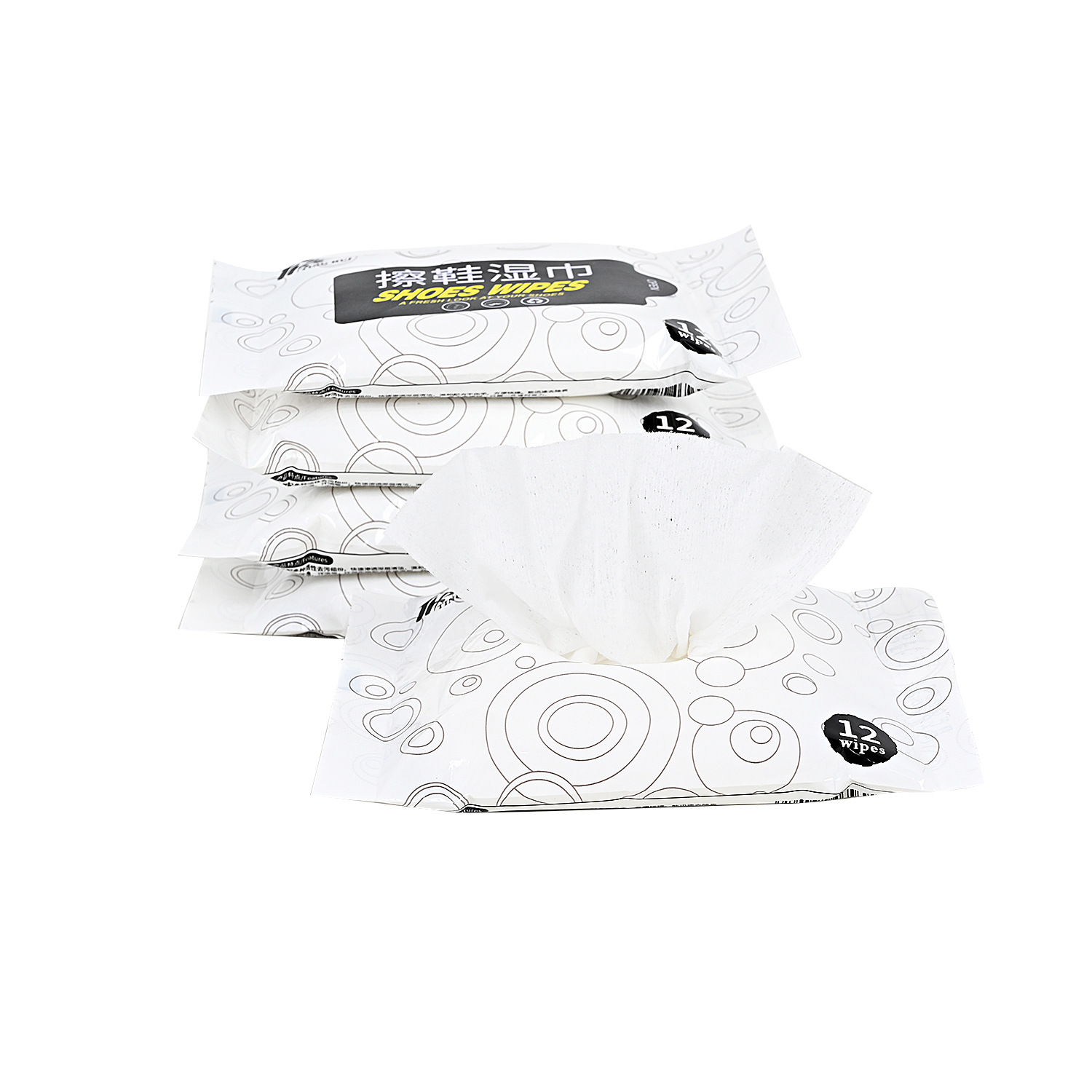 跨境擦鞋湿巾纸巾一次性免洗鞋湿巾12片装小白鞋运动鞋清洁湿巾