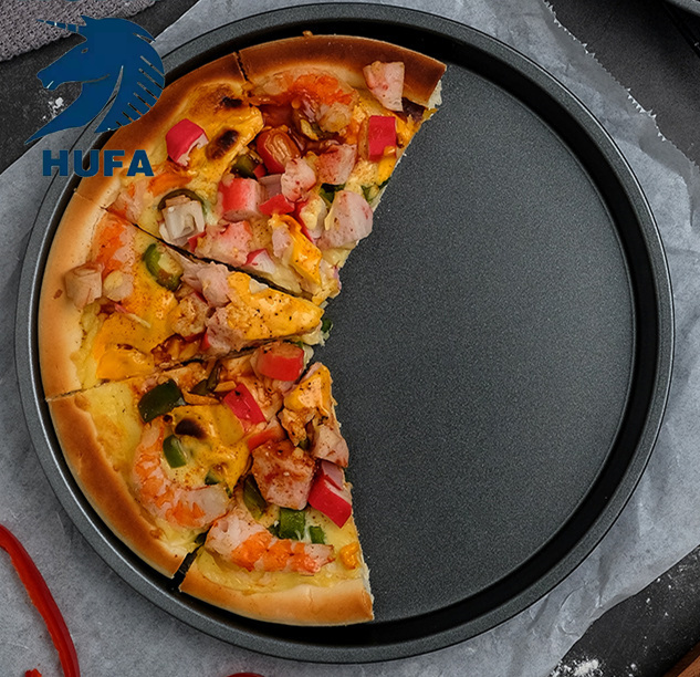 6-inch, 8-inch, 9-inch, 10-inch, 12-inch carbon steel pizza baking trays, non-stick aluminum alloy thickened and deepened pizza trays