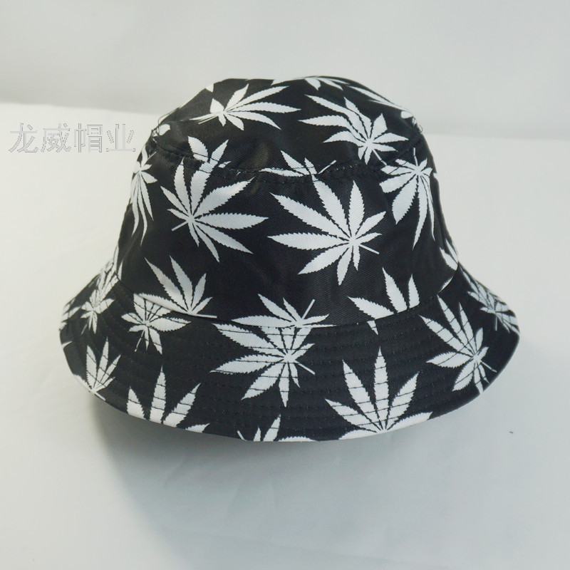 树叶花渔夫帽/涤纶渔夫帽/印花渔夫帽细节图