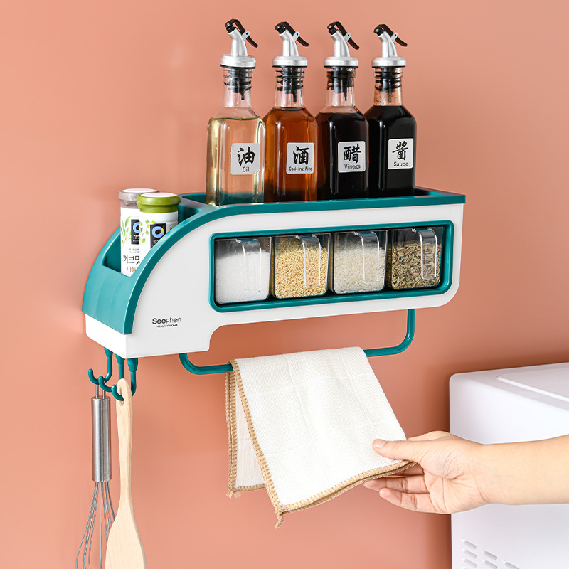 Factory direct sales of creative functional bullet train seasoning boxes, kitchen storage racks, seasoning jars and bottles storage racks, and flavor boxes in different styles Specification image