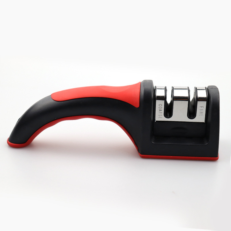 Stainless steel whetstone, stainless steel knife sharpener, two-stage quick knife sharpener, stone pipe-shaped knife sharpener, household multi-functional scissors sharpener, stainless steel +ABS material kitchenware, kitchen small tools Item Picture