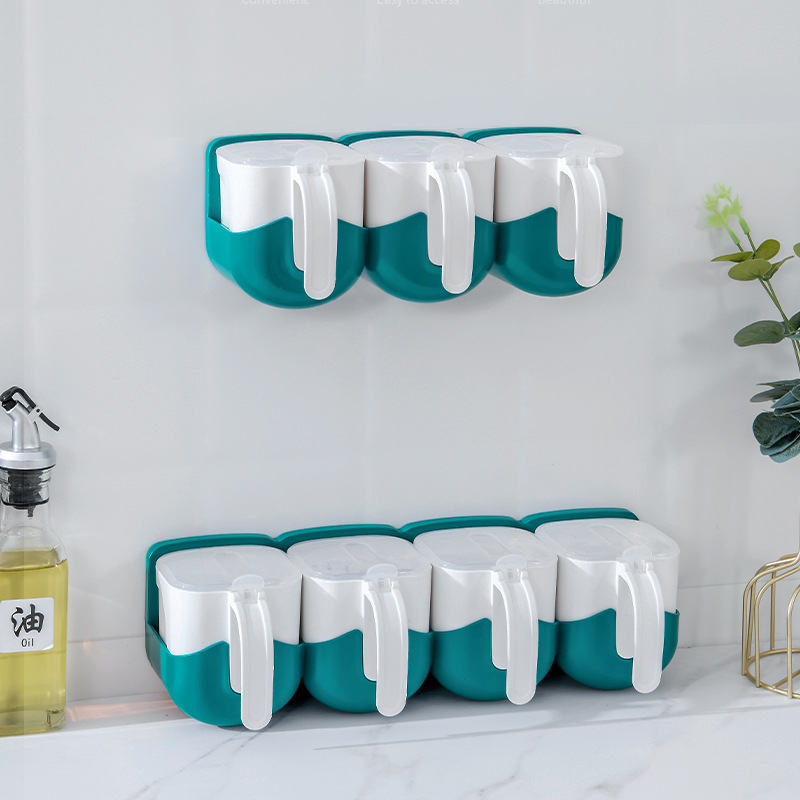Factory direct sales, creative multi-purpose seasoning boxes with LIDS, kitchenware, plastic household wall-mounted salt shakers details Picture