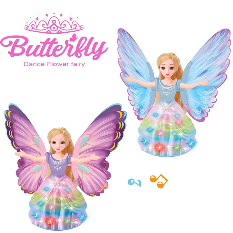 New luminous children's toys, electric universal lights, music, butterfly princess birthday gifts, wholesale from street stalls full figure