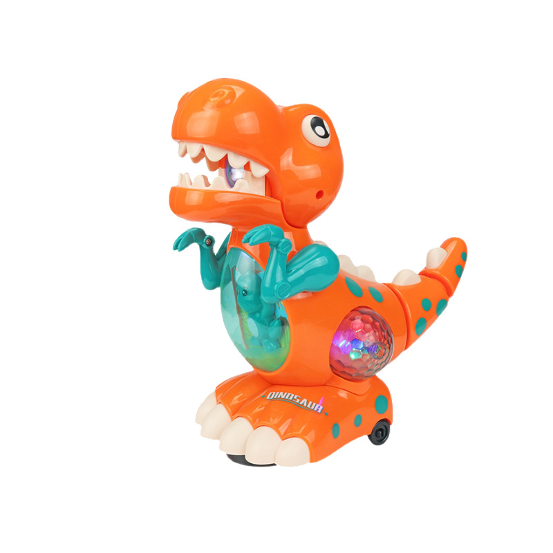 Electric dinosaur toys with lights and music, electric omnidirectional dinosaur models, Tyrannosaurus rex toy cars are selling well at night market stalls Item Picture