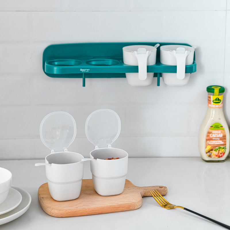 New creative plastic seasoning box, no drilling, no mark, wall-mounted kitchen seasoning storage box, wholesale factory direct sales details Picture