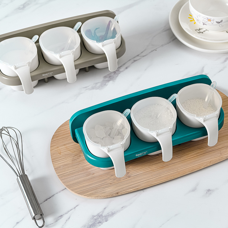 New creative plastic seasoning box, no drilling, no mark, wall-mounted kitchen seasoning storage box, wholesale factory direct sales Specification image
