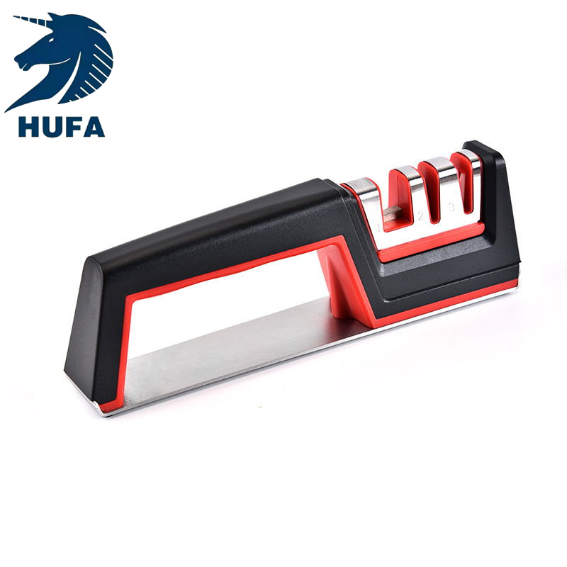 Stainless steel kitchen knife sharpener, multi-functional kitchen knife sharpener, anti-slip bottom whetstone, stainless steel +ABS material portable outdoor whetstone, kitchenware