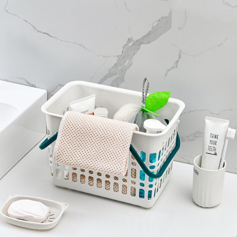 Factory direct sales of bathroom storage baskets, plastic hollowed-out bath baskets, hand-held storage baskets, household bathroom bath baskets, and dirty clothes baskets details Picture