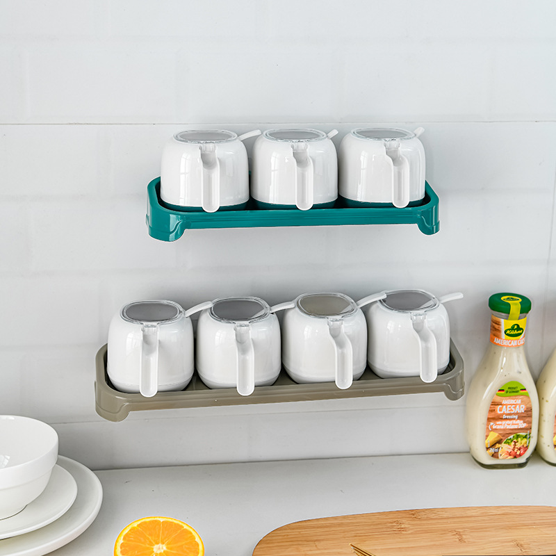 Factory direct sales of new creative plastic seasoning boxes, no drilling, no marks, wall-mounted kitchen seasoning storage boxes wholesale details Picture