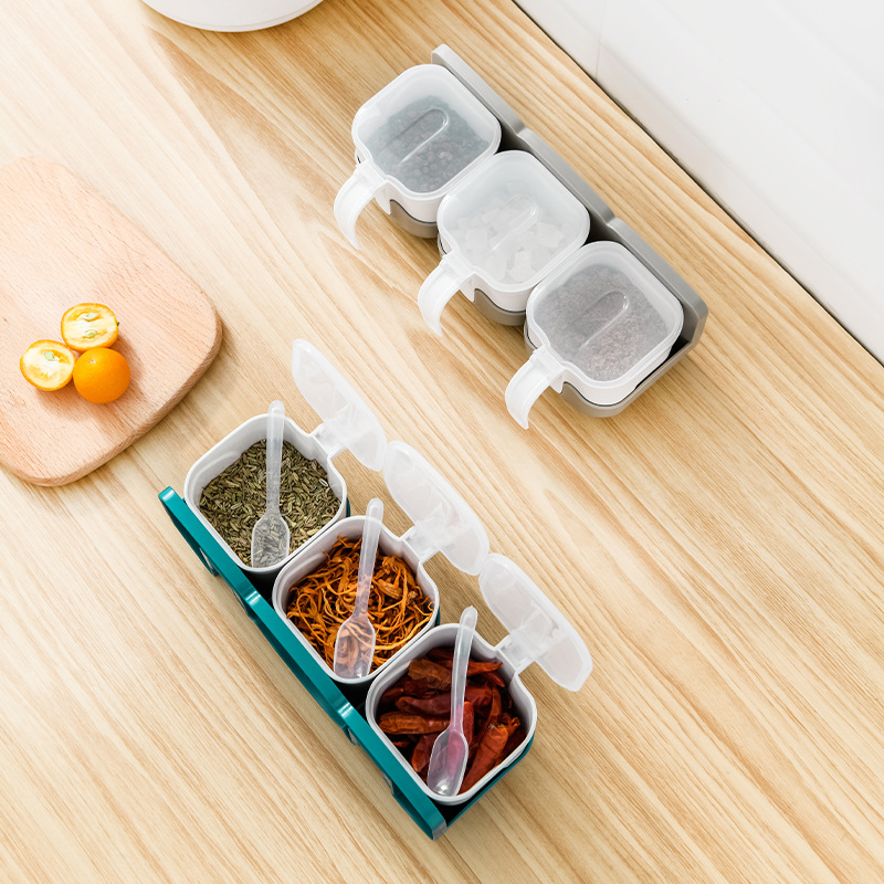 Factory direct sales, creative multi-purpose seasoning boxes with LIDS, kitchenware, plastic household wall-mounted salt shakers Specification image