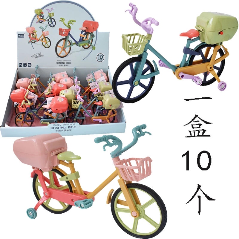 Children's mini simulation bicycle model toys with lights, music, electric shared bikes, and children's house play toys Item Picture