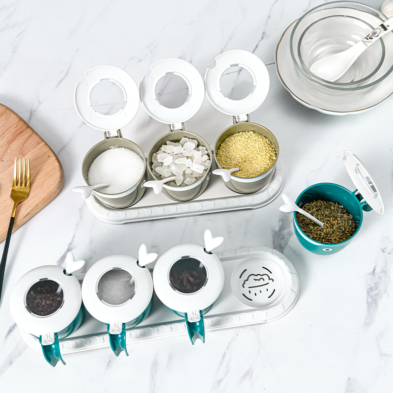 新品创意鲸鱼调味盒塑料调味盒批发厨房调味品带盖收纳盒厂家直销