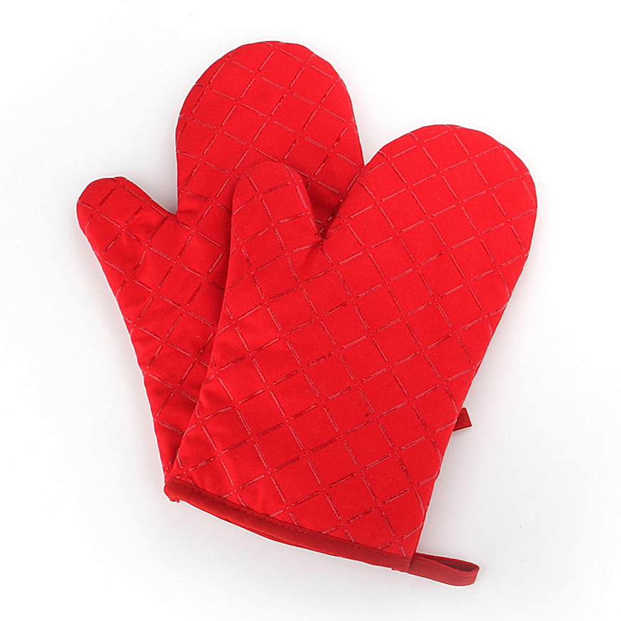 Quality Assurance Thickened Printing Grid Silicone Oven Microwave Silicone Gloves Baking High Temperature Heat Insulation Non-Slip Specification drawing