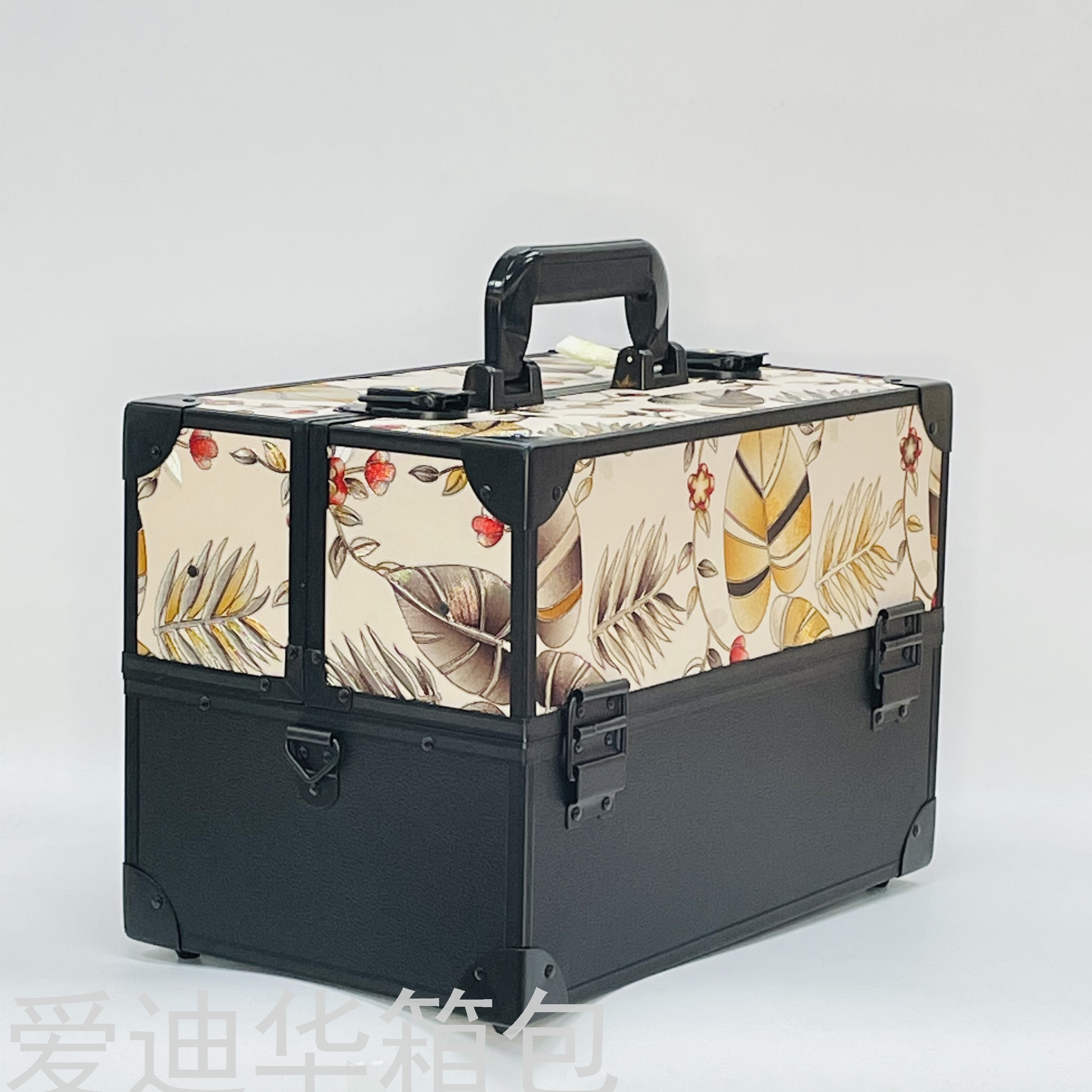 Aidihua Fashion's new leaf Ins-style makeup artist's foot bath, manicure, eyelash extension and beauty special makeup aluminum box Specification image