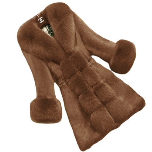 Wholesale of mid-length Haining new large-sized fox fur collar coats imitating rabbit fur for women in 2021 Item Picture