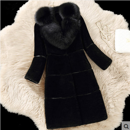 Sheepskin cut fur coat for women, mid-length, 2021 new mom dress, fox-like fur integrated coat, large size Specification image