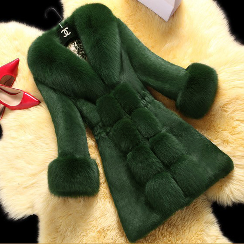 Wholesale of mid-length Haining new large-sized fox fur collar coats imitating rabbit fur for women in 2021 Application Scenario