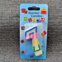 Four color edge with gold powder large number candles birthday party blue card candles candle decoration craft