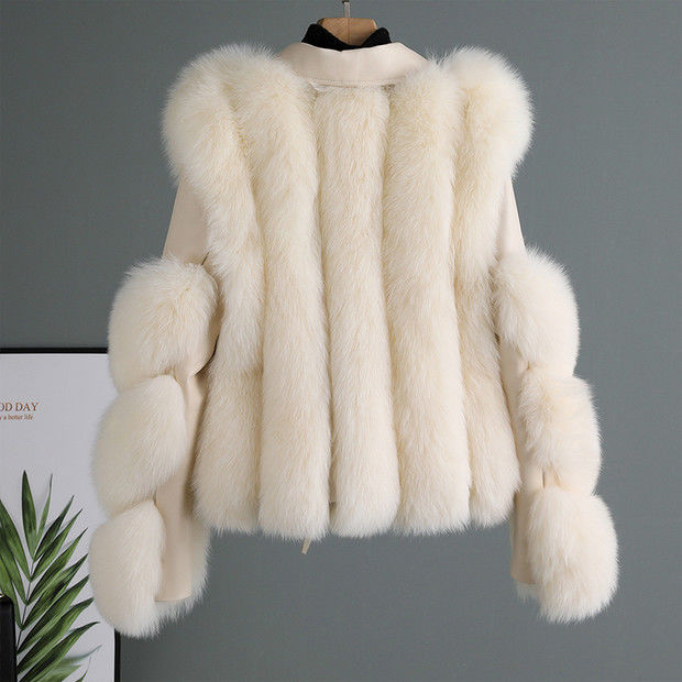 Wholesale women's clothing, Haining fur women's 2021 new style fox fur motorcycle jacket, autumn and winter young coat Application Scenario