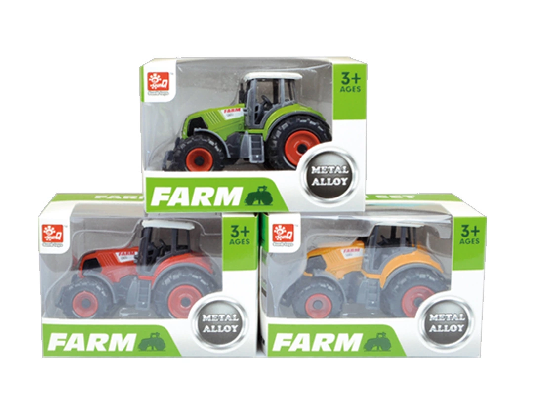 Alloy car model for children and boys, simulating farmer's front tractor, available in red, green and yellow. Baby toy ht full figure