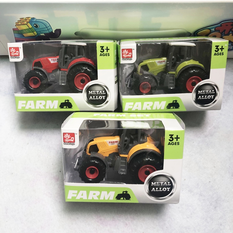 Alloy car model for children and boys, simulating farmer's front tractor, available in red, green and yellow. Baby toy ht details Picture