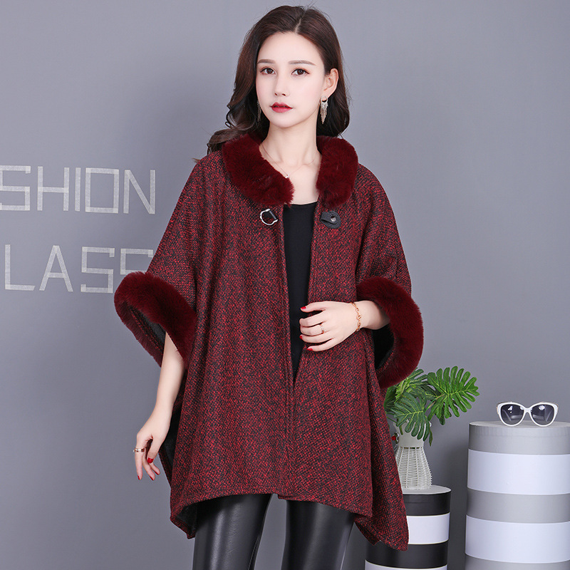 New faux rabbit fur coat, fur women's fleece warmth, export shawl, women's cape wholesale for autumn and winter Application Scenario