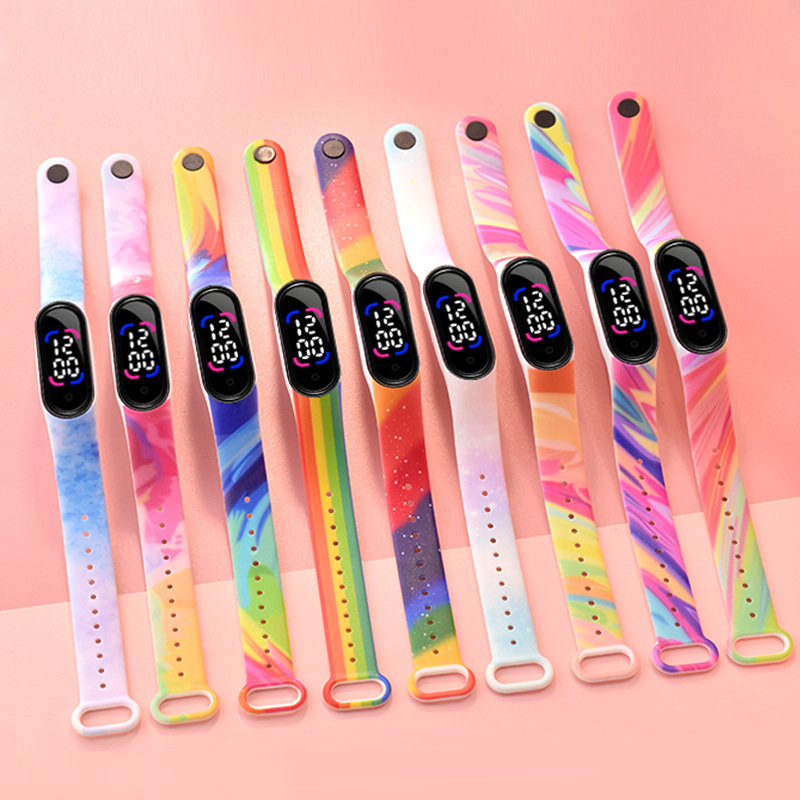 Xiaomi 6LED Touch Screen waterproof Electronic Watch for Girls with printed sports, junior high school student electronic watch