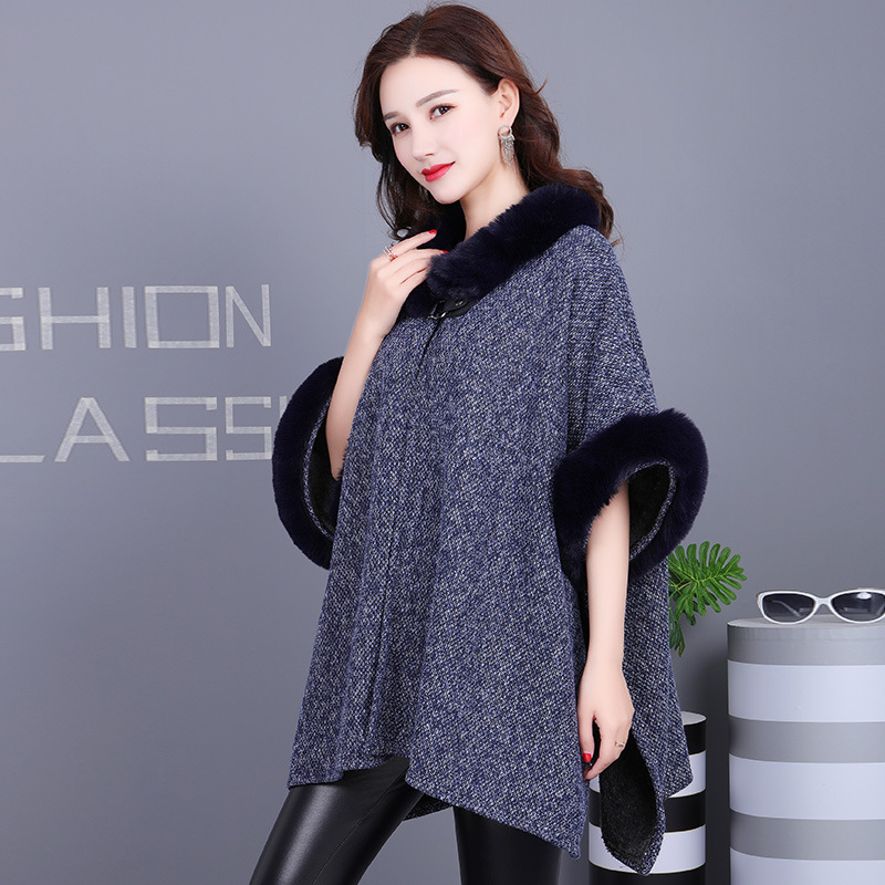 New faux rabbit fur coat, fur women's fleece warmth, export shawl, women's cape wholesale for autumn and winter
