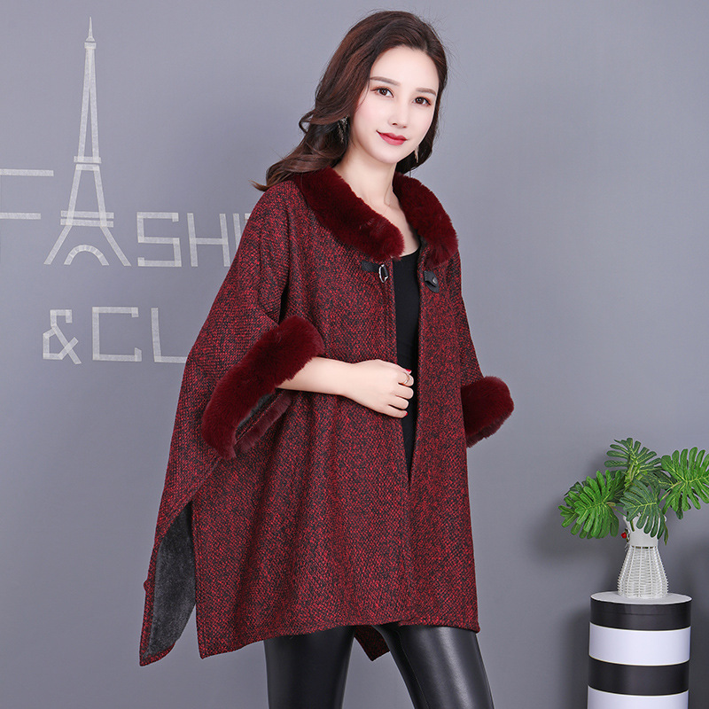 New faux rabbit fur coat, fur women's fleece warmth, export shawl, women's cape wholesale for autumn and winter Specification image