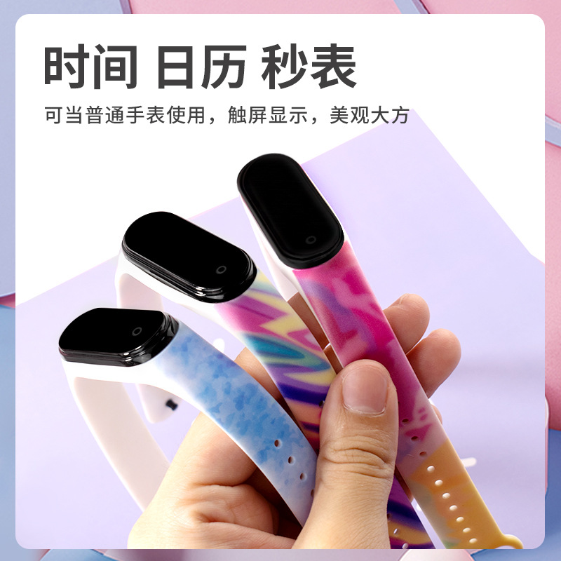 Xiaomi 6LED Touch Screen waterproof Electronic Watch for Girls with printed sports, junior high school student electronic watch Item Picture