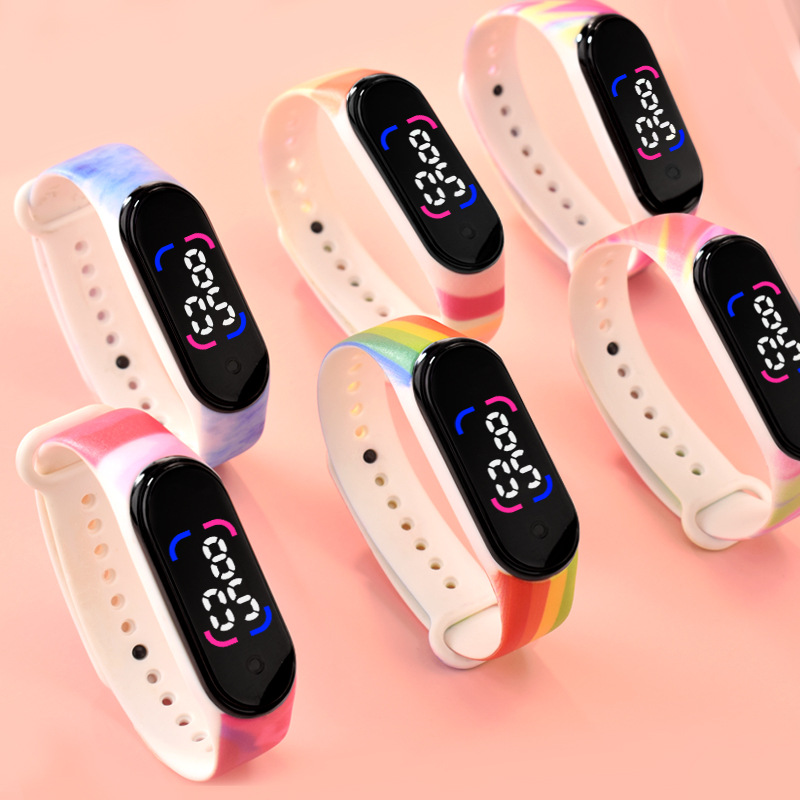 Xiaomi 6LED Touch Screen waterproof Electronic Watch for Girls with printed sports, junior high school student electronic watch details Picture