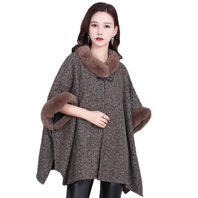 New faux rabbit fur coat, fur women's fleece warmth, export shawl, women's cape wholesale for autumn and winter Item Picture
