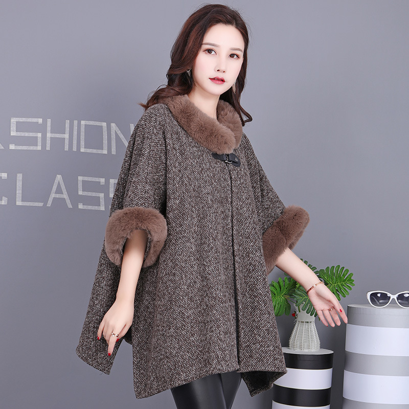 New faux rabbit fur coat, fur women's fleece warmth, export shawl, women's cape wholesale for autumn and winter details Picture