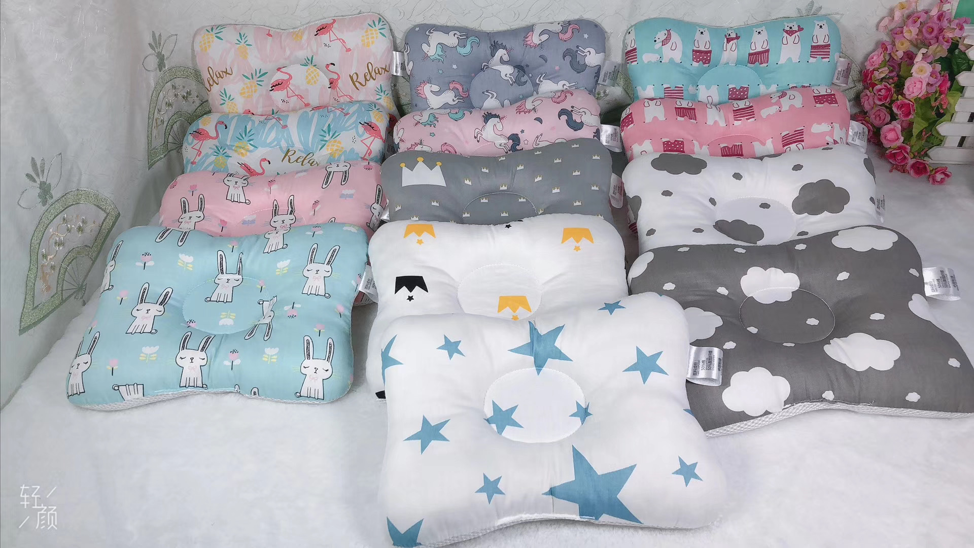 Baby pillow for newborn infants 0-1 year old baby anti-deflection hair styling cotton pillow