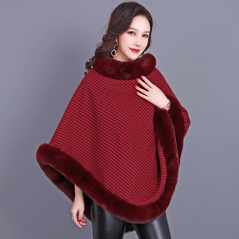 2021 New style faux fur, European and American brown women's coat, shawl and scarf, faux rex rabbit fur, medium long sleeveless checkered Application Scenario