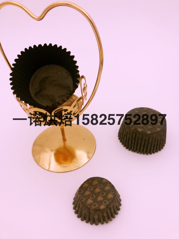 印金烫金蛋糕纸杯一次性蛋糕纸托纸垫烘焙蛋糕模具蛋糕模黑色爱心