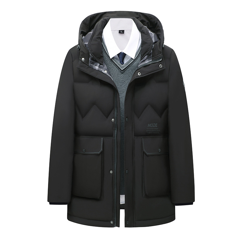 New winter men's cotton-padded clothes, thick and warm short jackets for the middle-aged and elderly, and short casual hooded cotton-padded jackets for men Item Picture