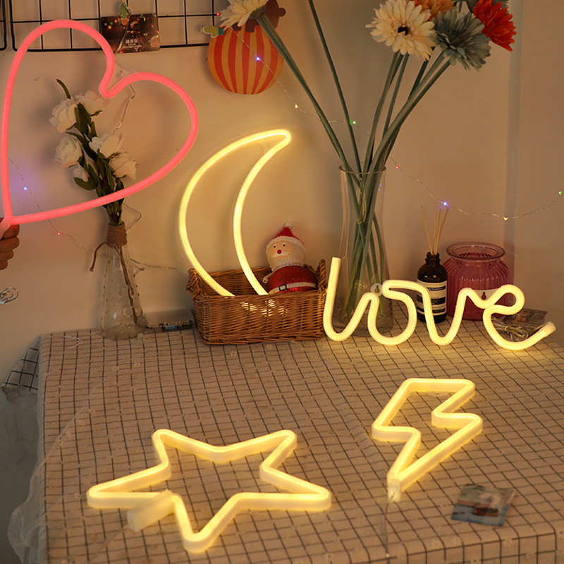 LOVE Neon, LED, bedroom lamp, USB battery, creative design lamp, Christmas decoration, floor stand lamp