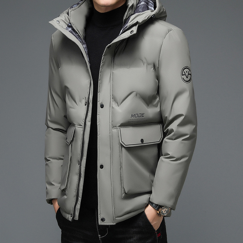 New winter men's cotton-padded clothes, thick and warm short jackets for the middle-aged and elderly, and short casual hooded cotton-padded jackets for men details Picture