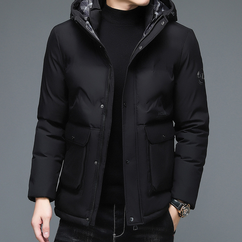 New winter men's cotton-padded clothes, thick and warm short jackets for the middle-aged and elderly, and short casual hooded cotton-padded jackets for men
