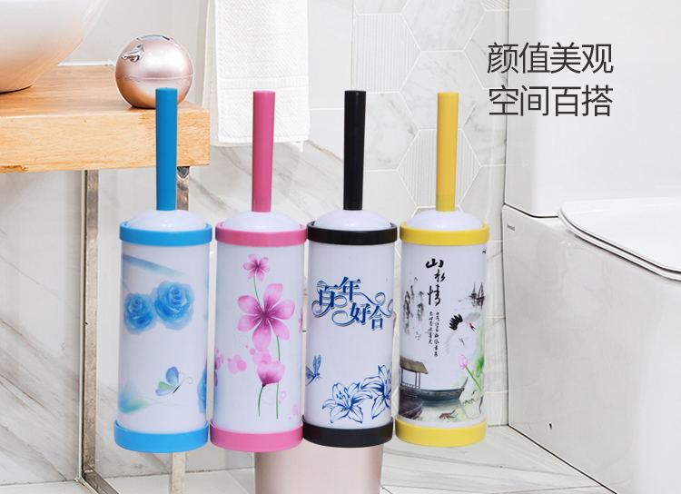 Factory direct sales of toilet brushes with seats, white printed plastic cleaning brushes, toilet brush sets, toilet brush sets
