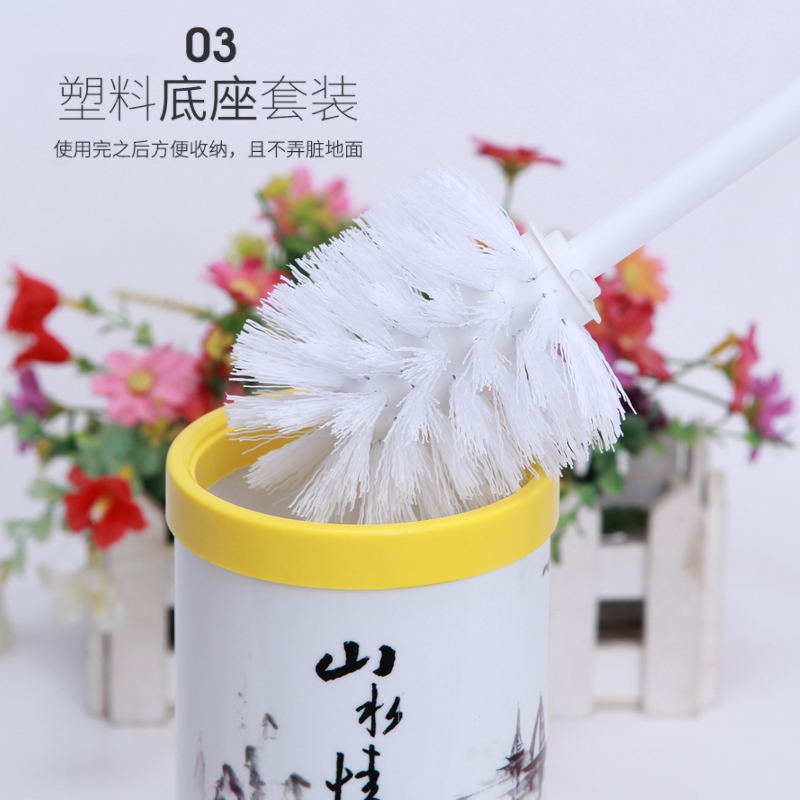 Factory direct sales of toilet brushes with seats, white printed plastic cleaning brushes, toilet brush sets, toilet brush sets Specification image
