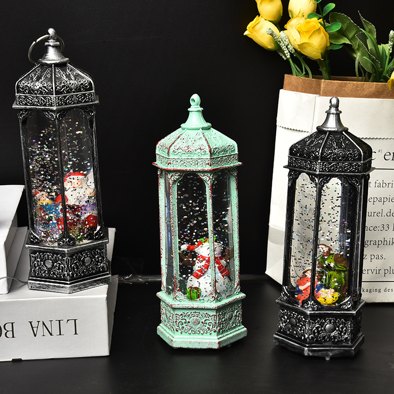 圣诞新品迷你葱油六角高小风灯橱窗酒吧装饰灯手提灯风灯圣诞装饰