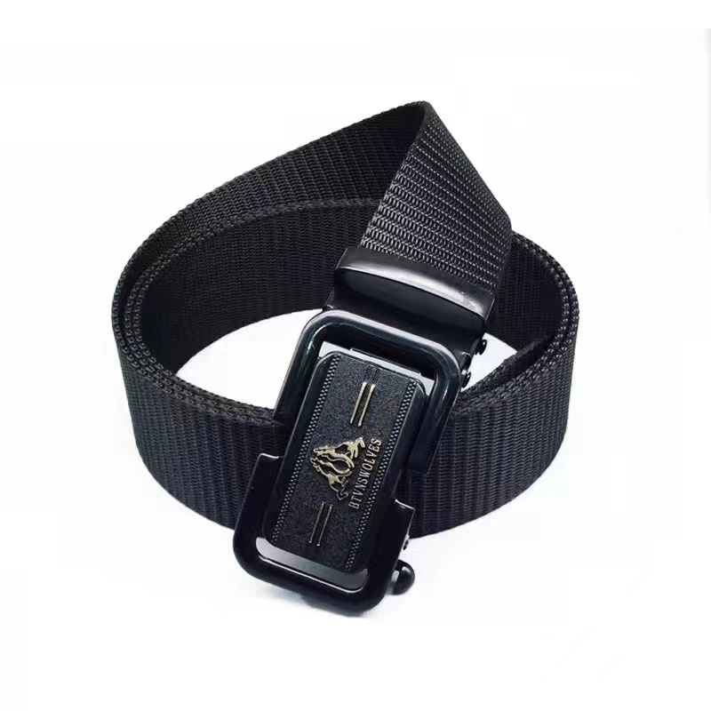 New men's spring toothless snap-on nylon canvas belt, outdoor casual breathable tactical belt details Picture