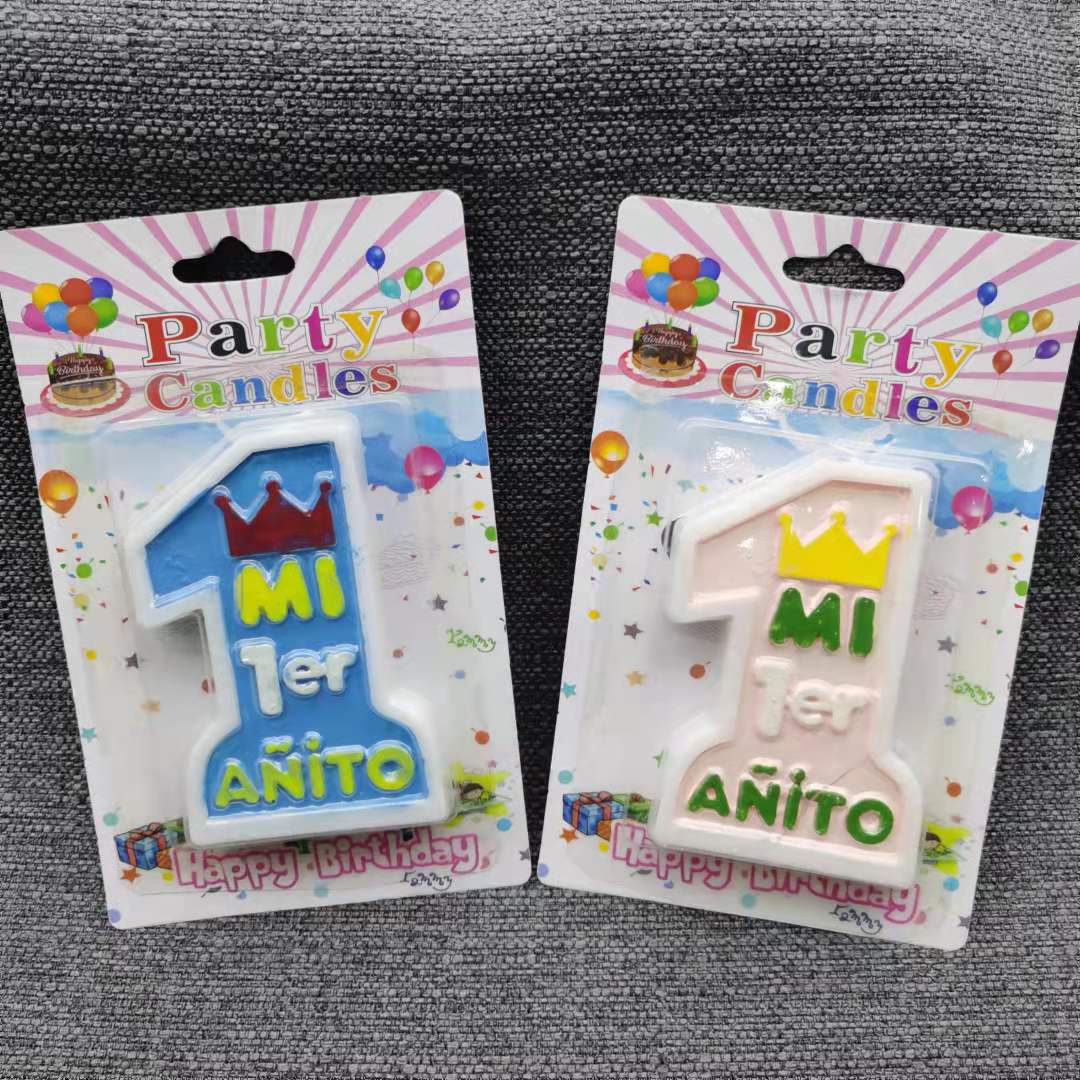 Large number Pink blue Large candle '1' First birthday celebration party smoke-free Birthday candle Decorative craft candles