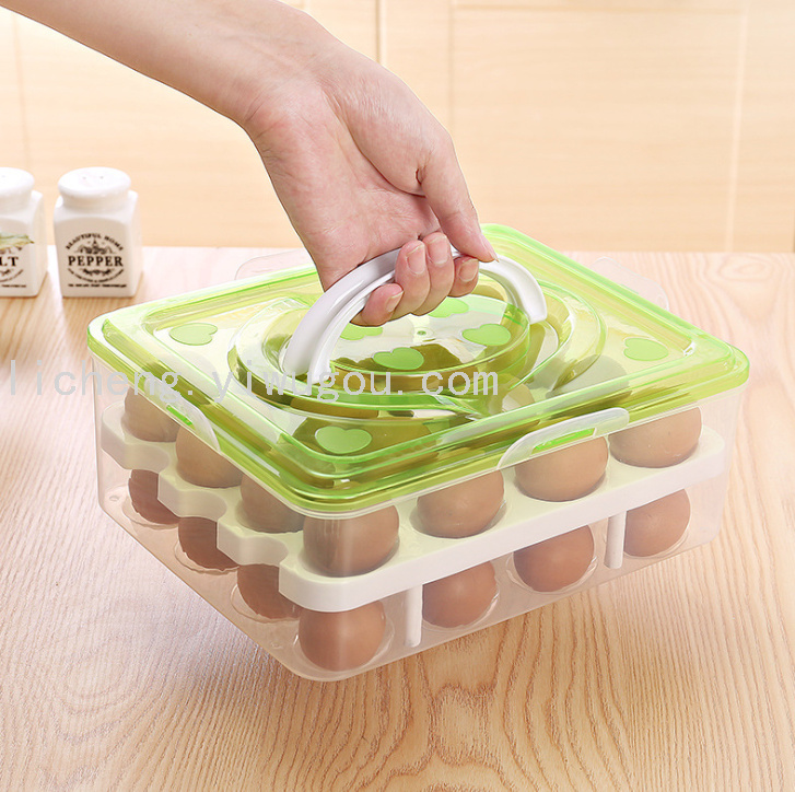 Household portable egg refrigerator food storage container plastic sealed egg tray